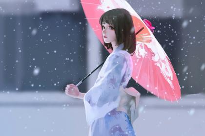 日系少女 雪景