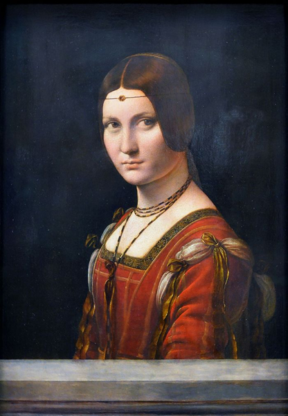 Leonardo da Vinci, Portrait de femme, dit La Belle Ferronnière (1490). Paris, Musée du Louvre.